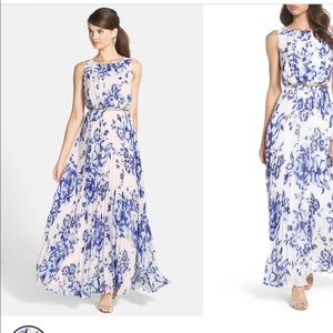 Eliza J - Pleated Floral Chiffon Maxi Dress